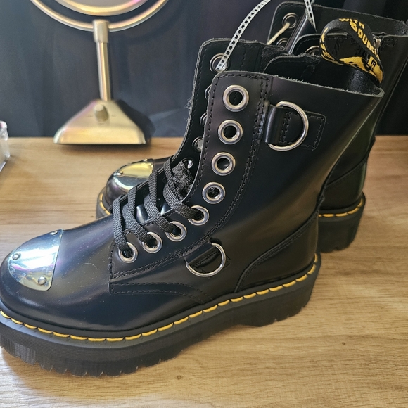 Dr Martens Jadon Alt Boot Womens 8 Buttero Black Combat Goth Platform Steampunk - Picture 2 of 8